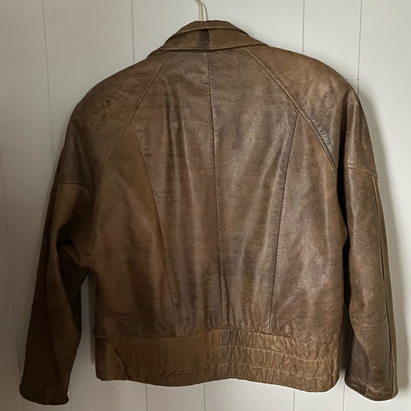 Vintage 80s womens brown soft suede leather cropped biker jacket - Picture 2 of 7